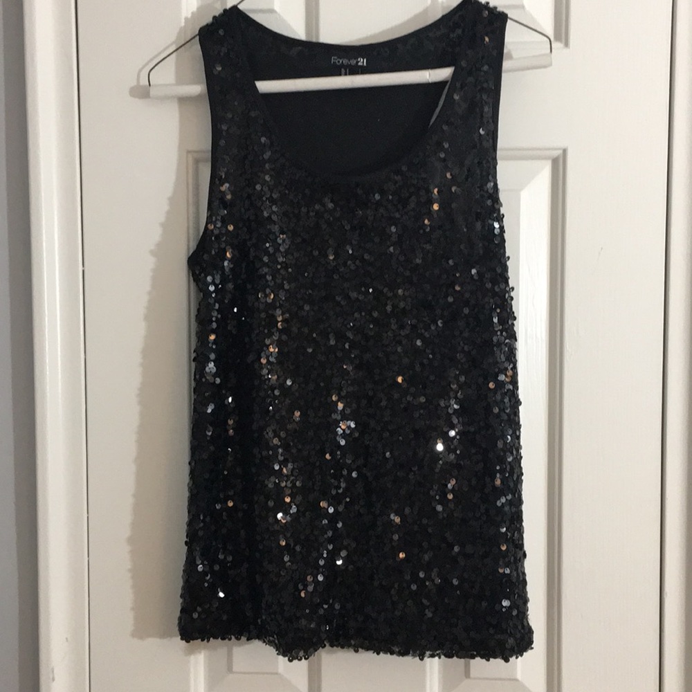 Black sequined tank top
